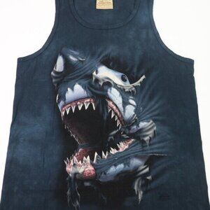 The Mountain Shirt Sharks Attack Mens Medium Tank Top Tie Die Ocean Ripped